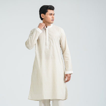 Men’s Off White Cotton Panjabi