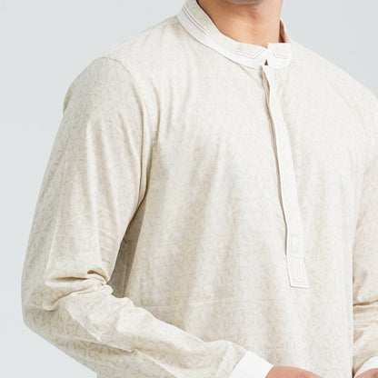 Men’s Off White Cotton Panjabi