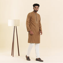 Load image into Gallery viewer, Mens Embroidery Panjabi- Brown
