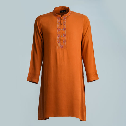 Mens Brown Embroidery Panjabi