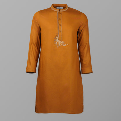 Mens Embroidery Brown Panjabi