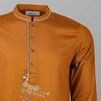 Mens Embroidery Brown Panjabi