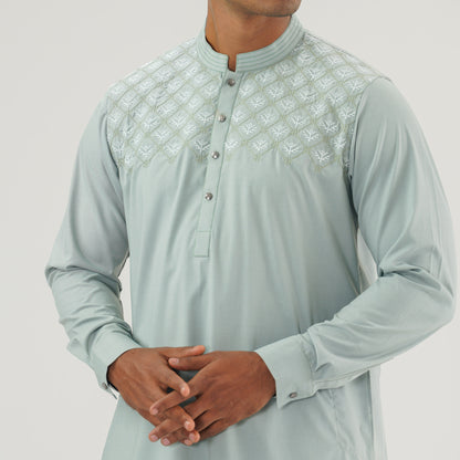 Mens Pastel Embroidered Panjabi