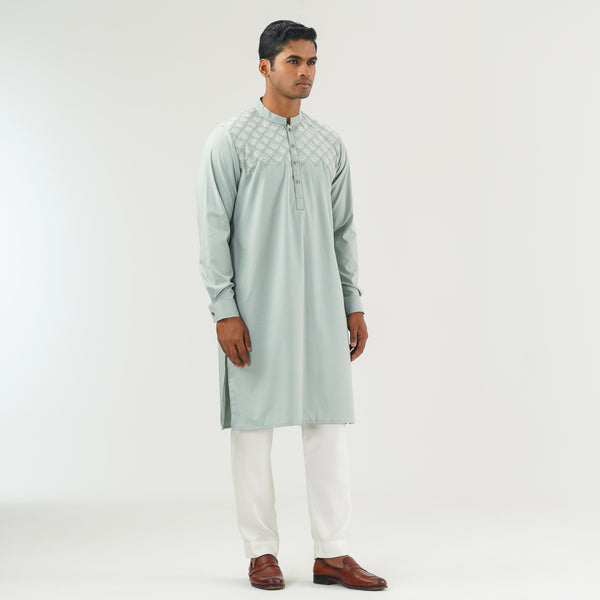 Mens Pastel Embroidered Panjabi