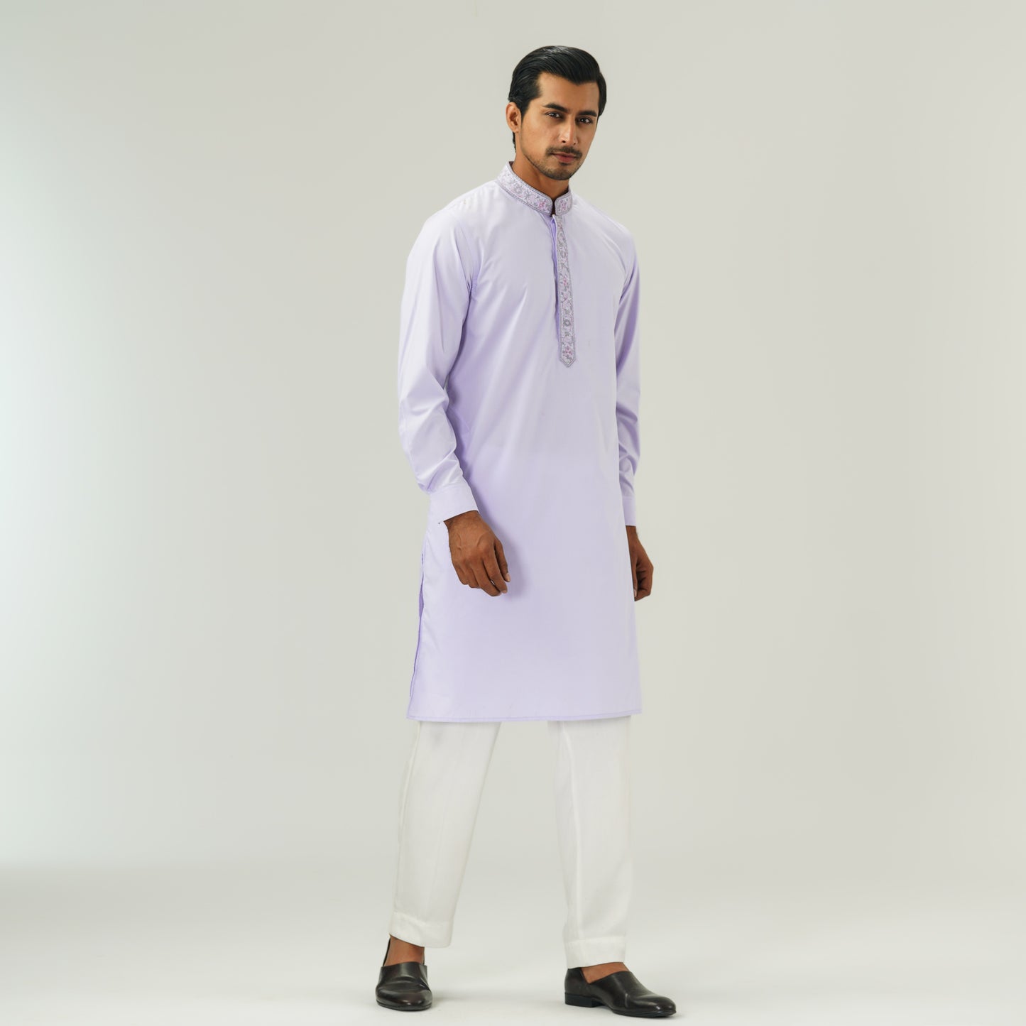 Mens Lavender Embroidered Panjabi