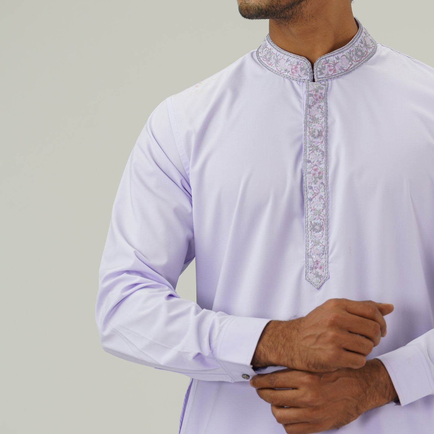 Mens Lavender Embroidered Panjabi