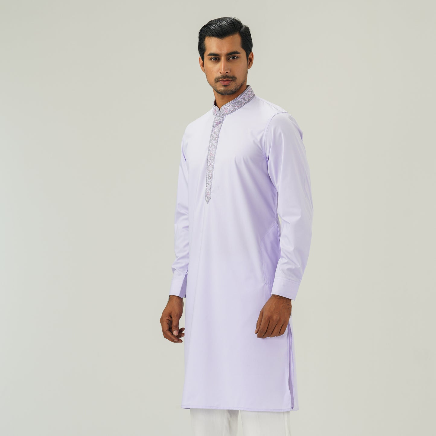 Mens Lavender Embroidered Panjabi