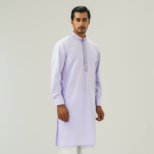 Mens Lavender Embroidered Panjabi