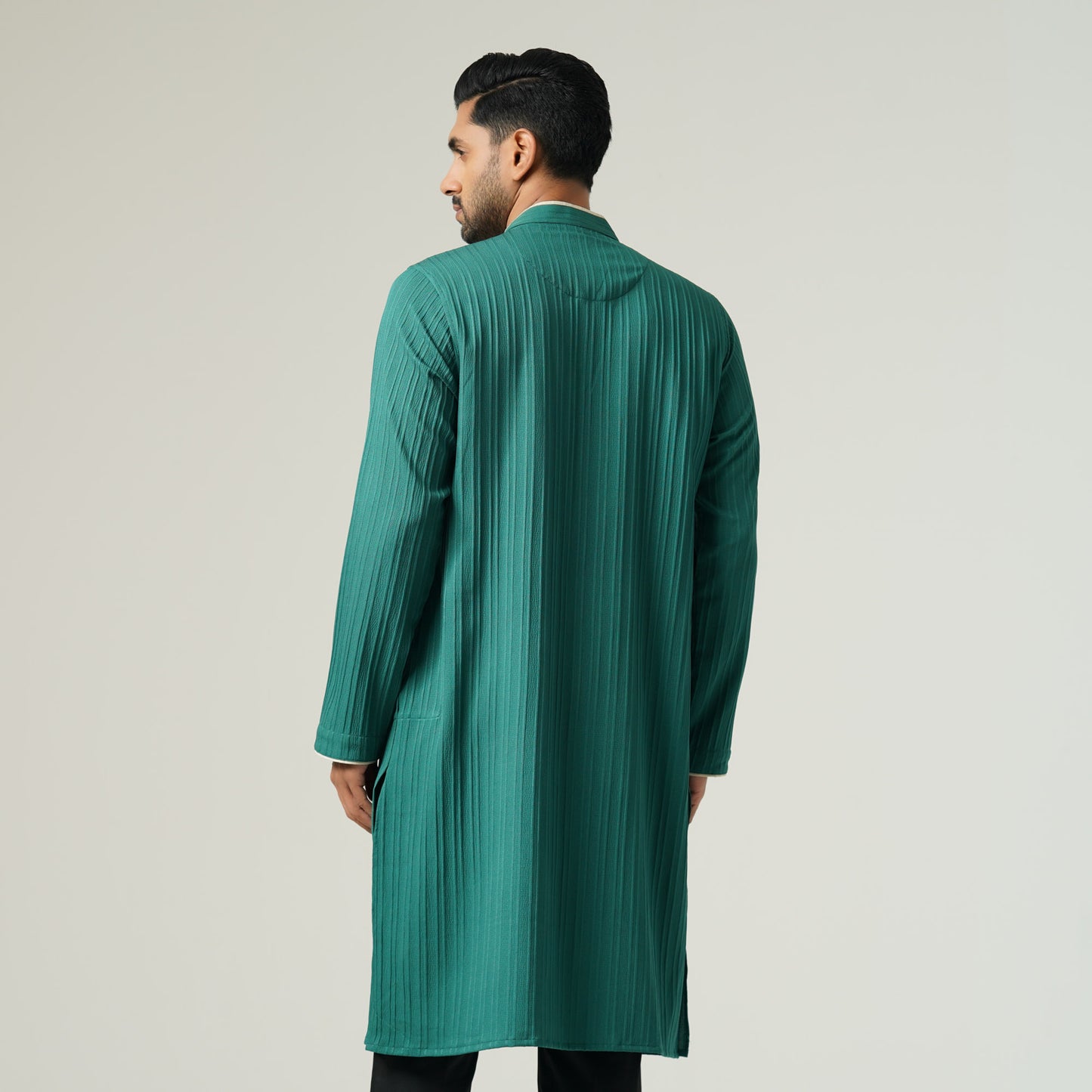 Mens Bottle Green Embroidered Panjabi