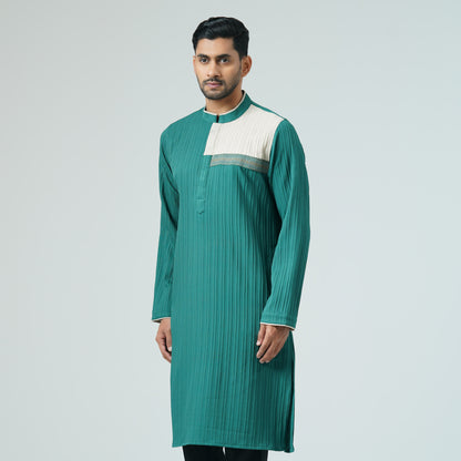 Mens Bottle Green Embroidered Panjabi