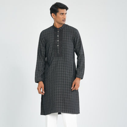 Men’s Black Cotton Panjabi