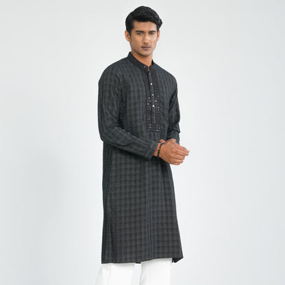 Men’s Black Cotton Panjabi