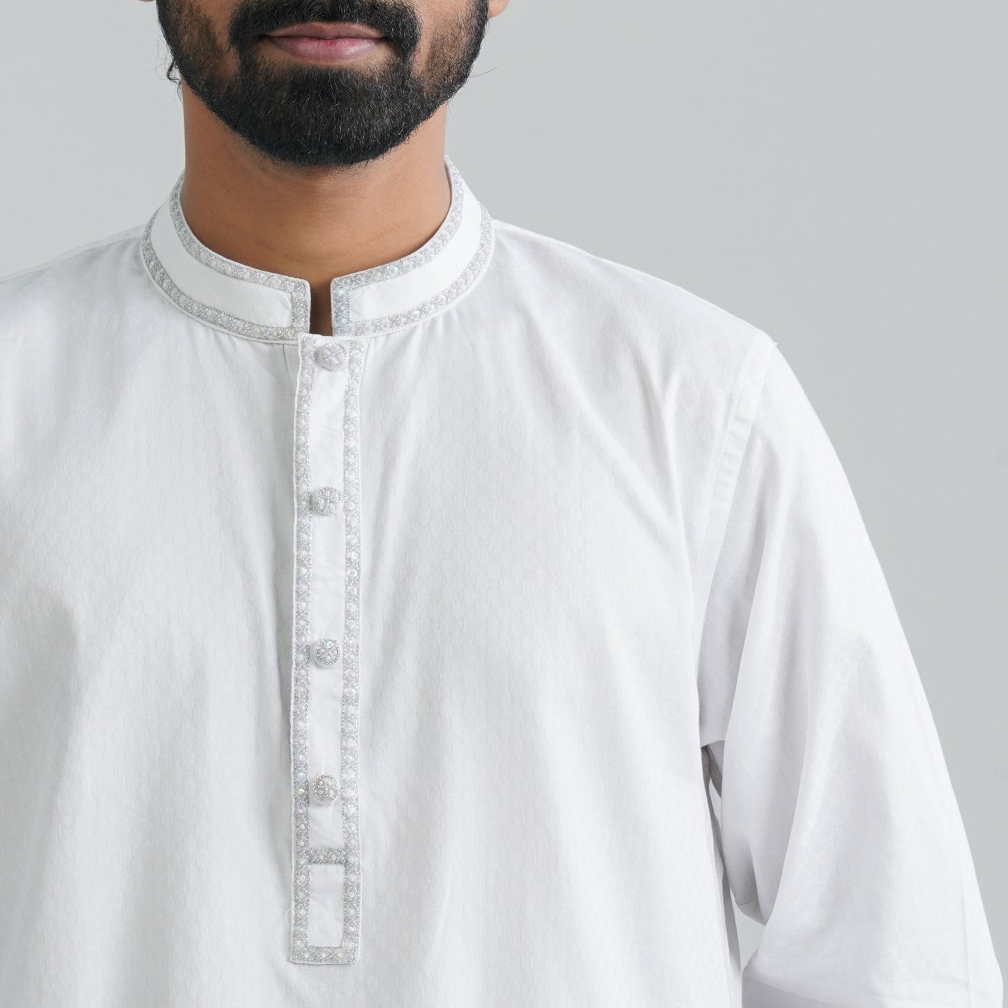 Men’s White Cotton Blend Panjabi