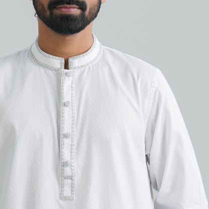 Men’s White Cotton Blend Panjabi