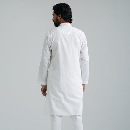 Men’s White Cotton Blend Panjabi
