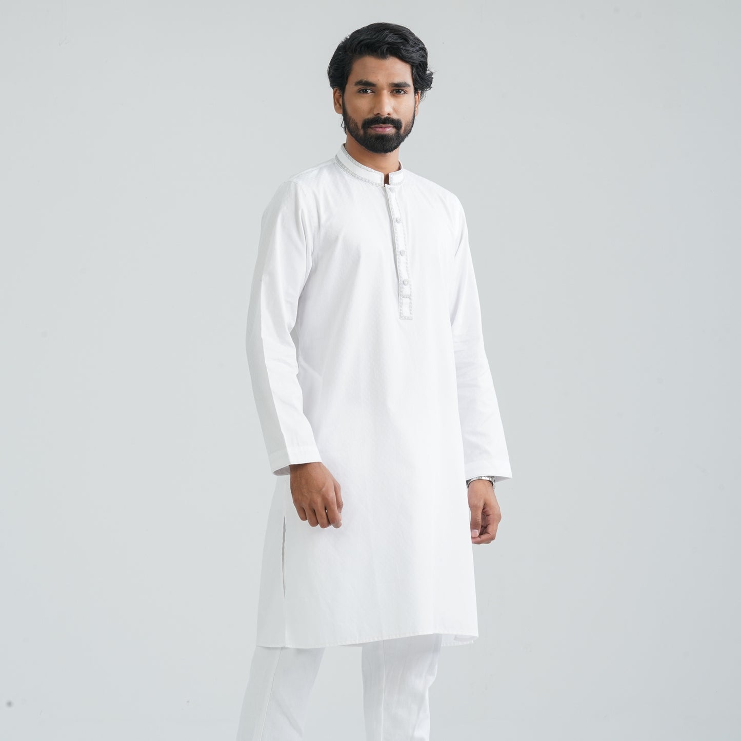 Men’s White Cotton Blend Panjabi