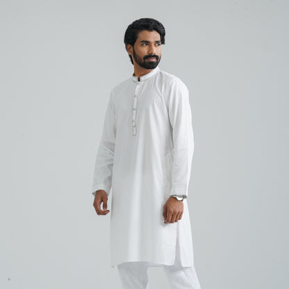 Men’s White Cotton Blend Panjabi