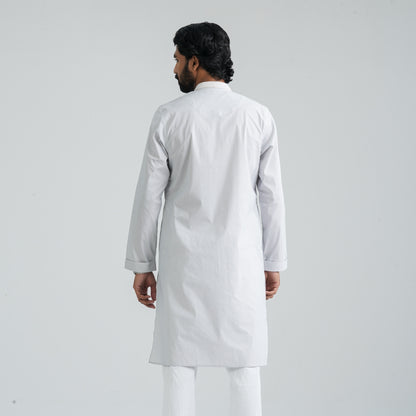 Men’s White Check Embroidery Panjabi
