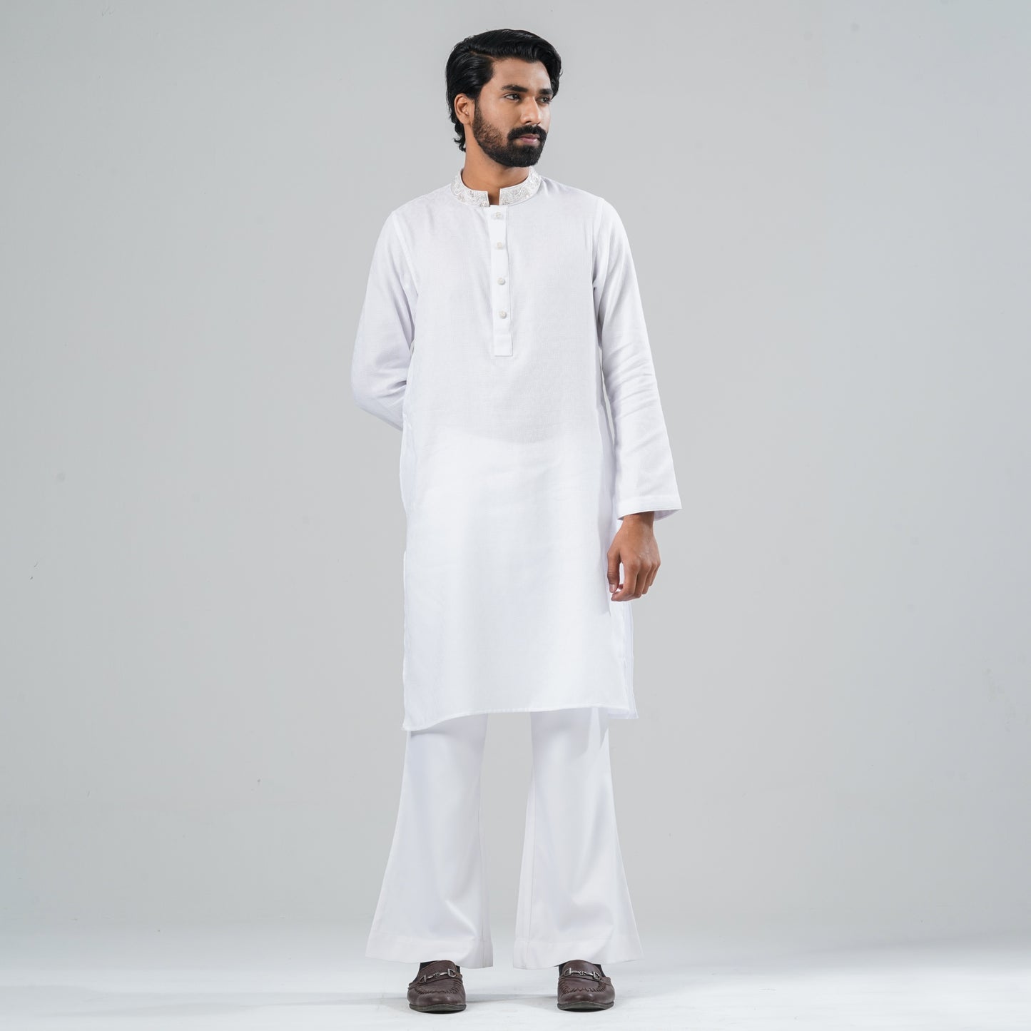 Men White Blended Panjabi
