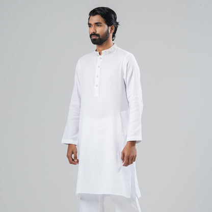 Men White Blended Panjabi
