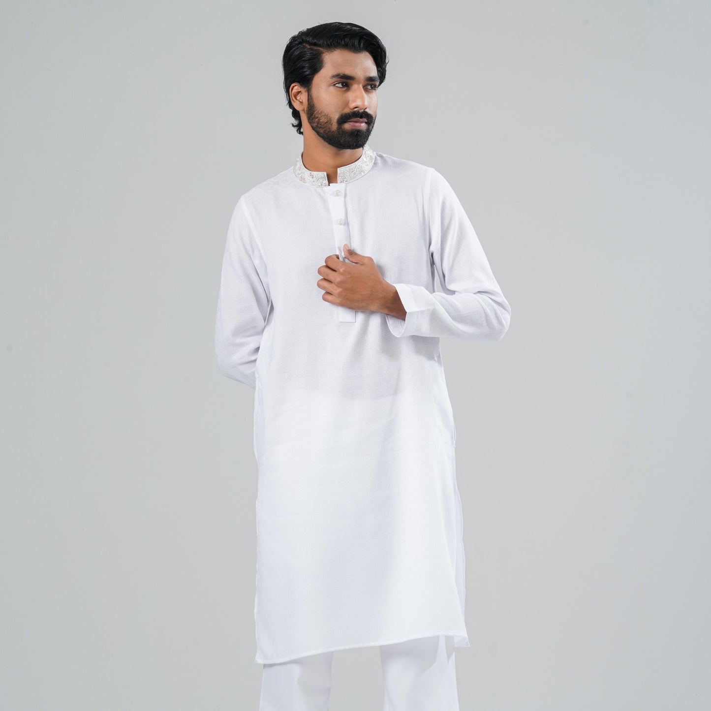 Men White Blended Panjabi