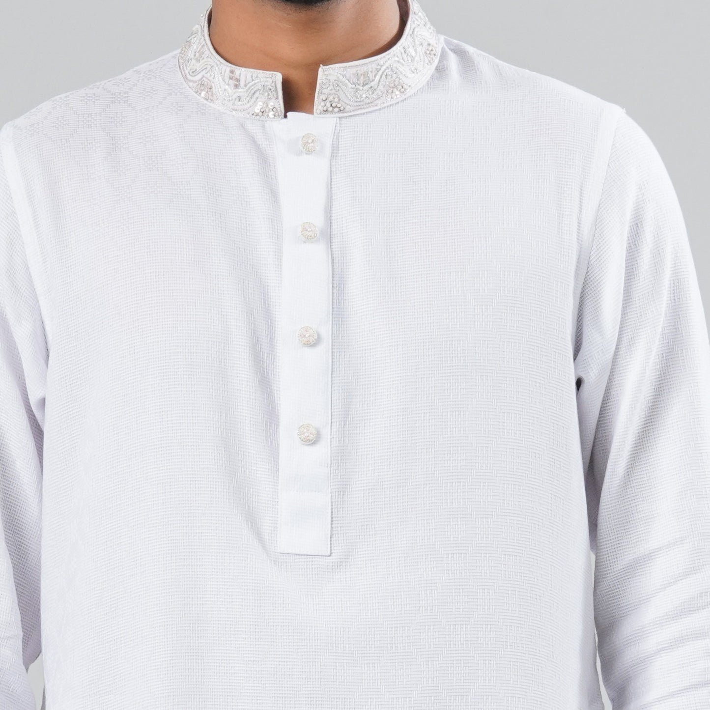 Men White Blended Panjabi