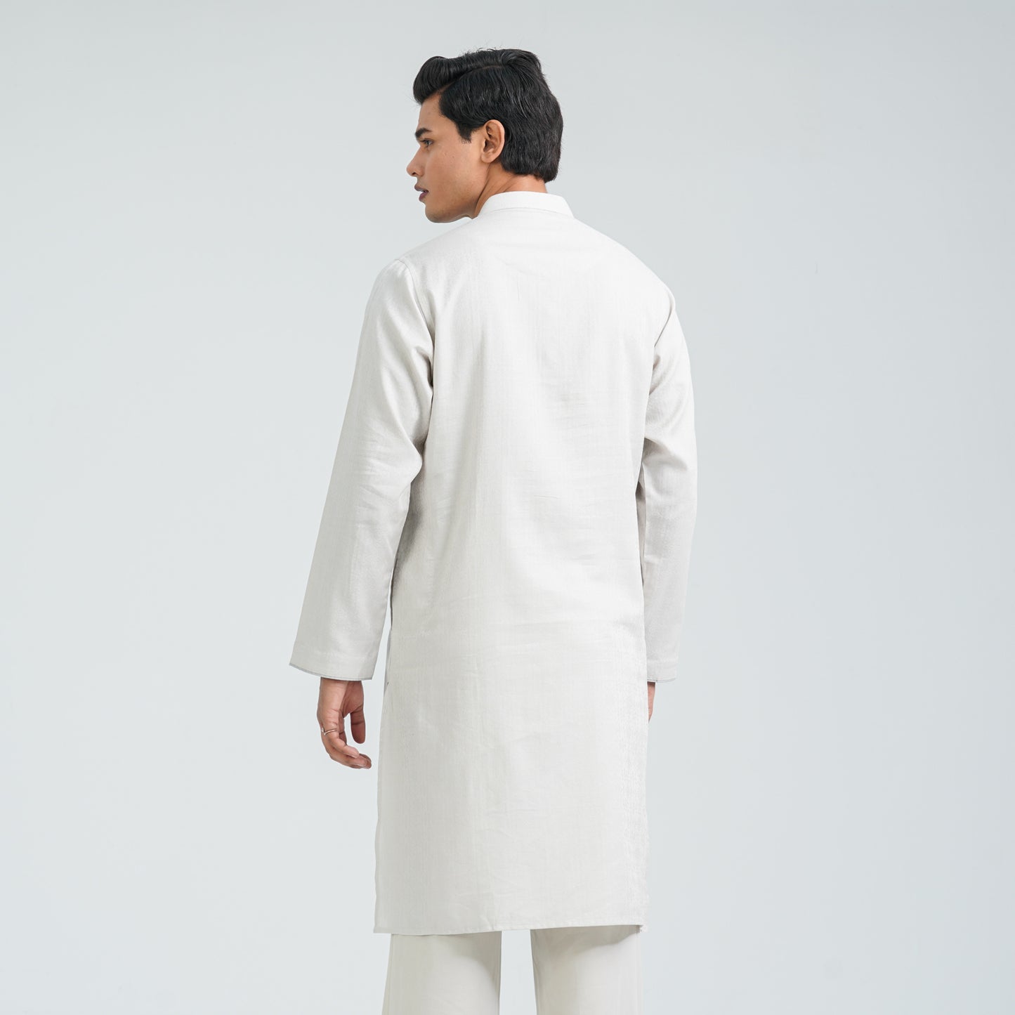 Men’s Light Grey Jacquard Panjabi