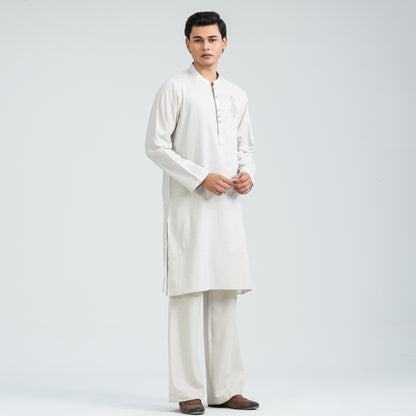 Men’s Light Grey Jacquard Panjabi