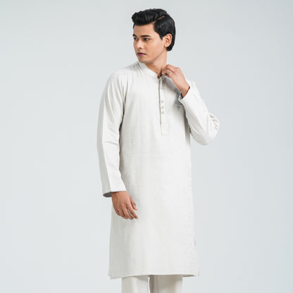Men’s Light Grey Jacquard Panjabi