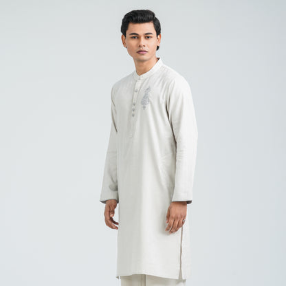 Men’s Light Grey Jacquard Panjabi