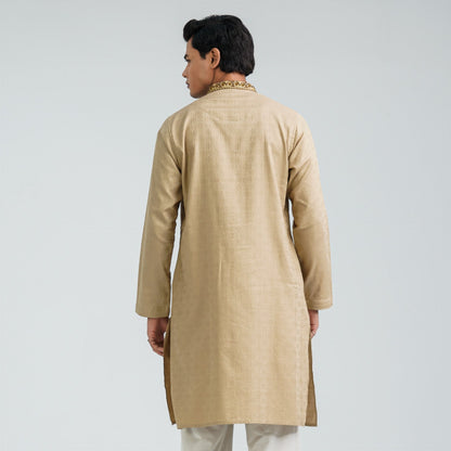 Men’s Beige Karchupi Jacquard Panjabi