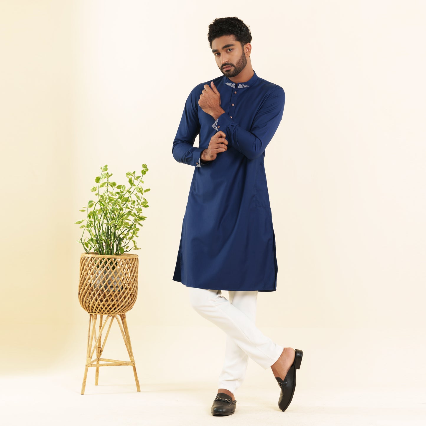 Mens Light Navy Panjabi