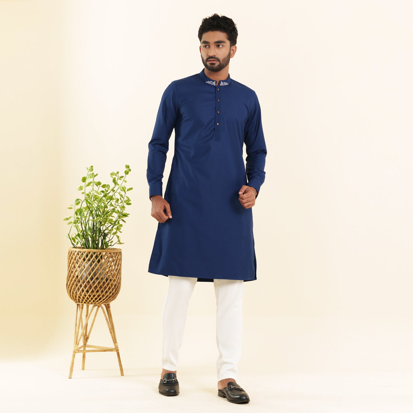 Mens Light Navy Panjabi