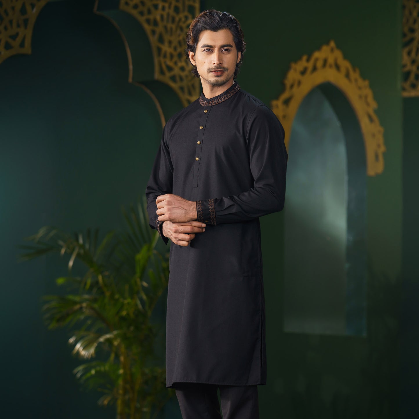 Mens Premium Panjabi-Black