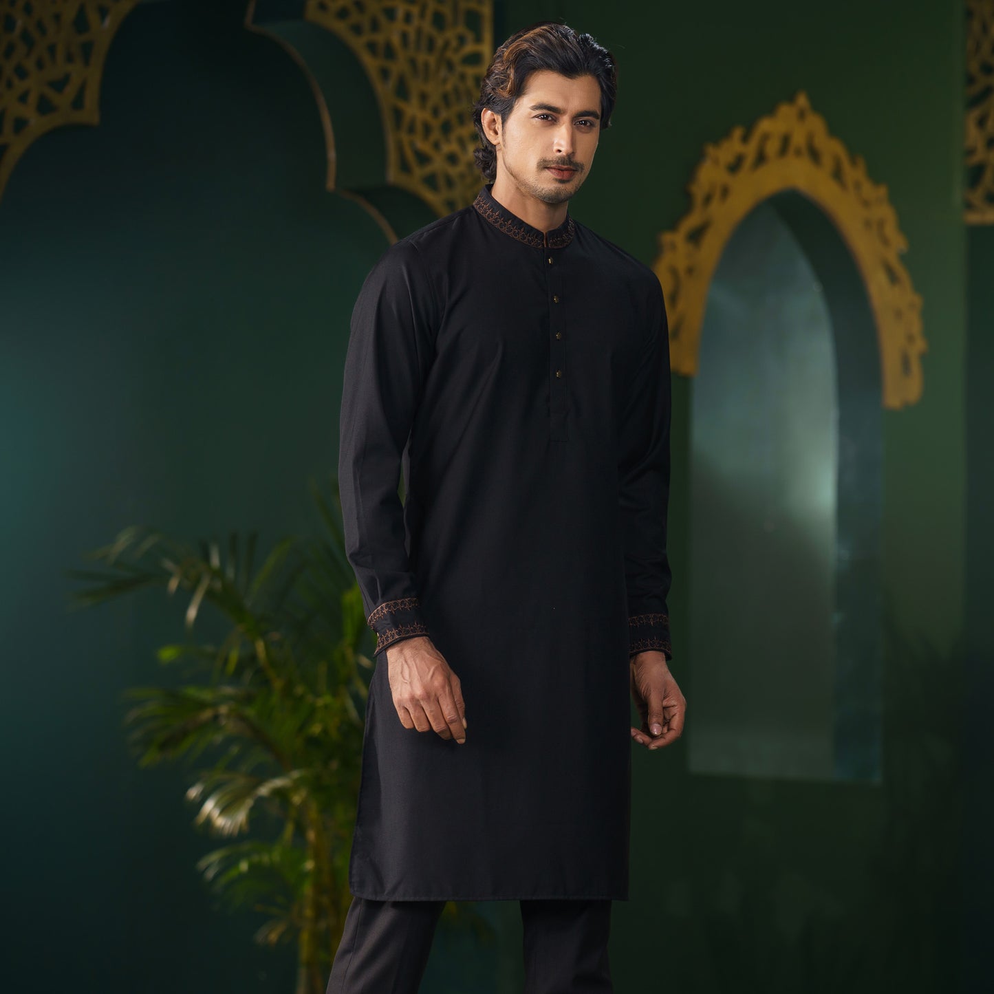 Mens Premium Panjabi-Black