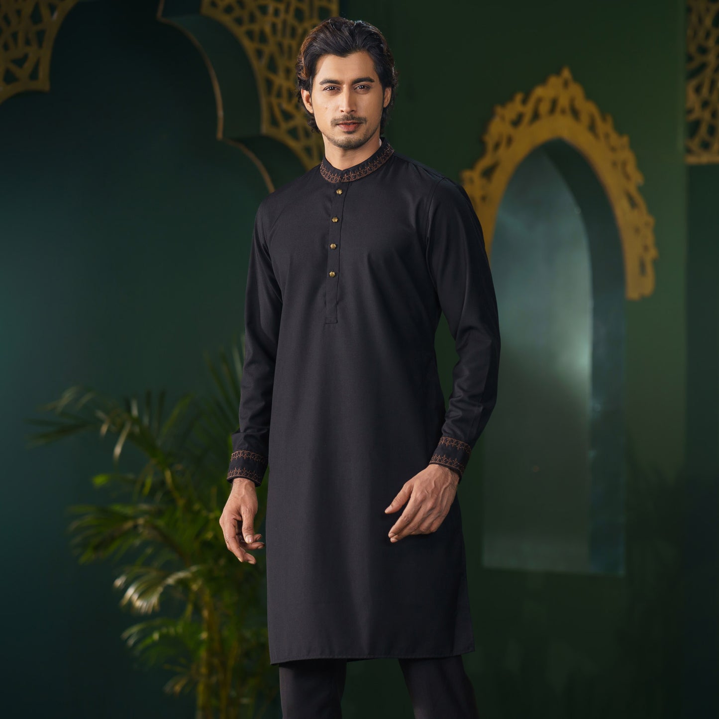 Mens Premium Panjabi-Black