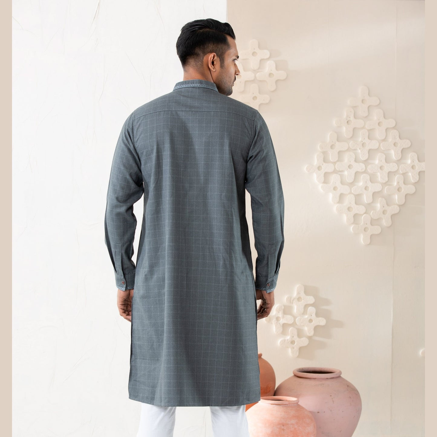 Mens Premium Panjabi-Grey