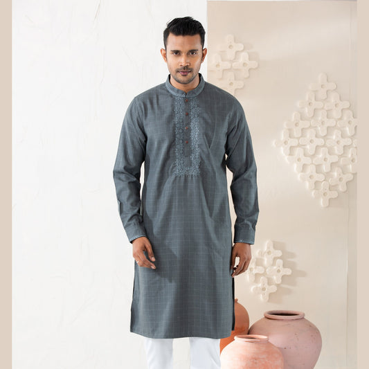 Mens Premium Panjabi-Grey