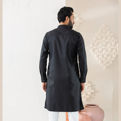 Mens Premium Panjabi-Black