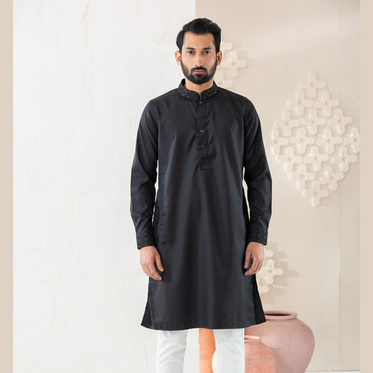 Mens Premium Panjabi-Black