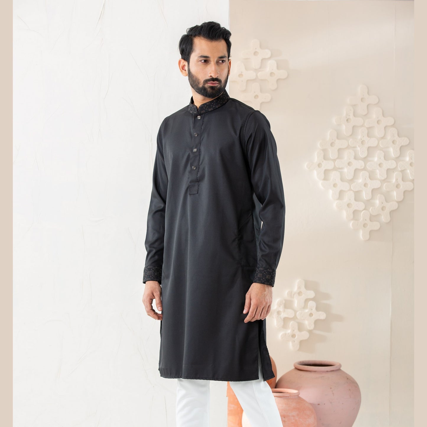 Mens Premium Panjabi-Black