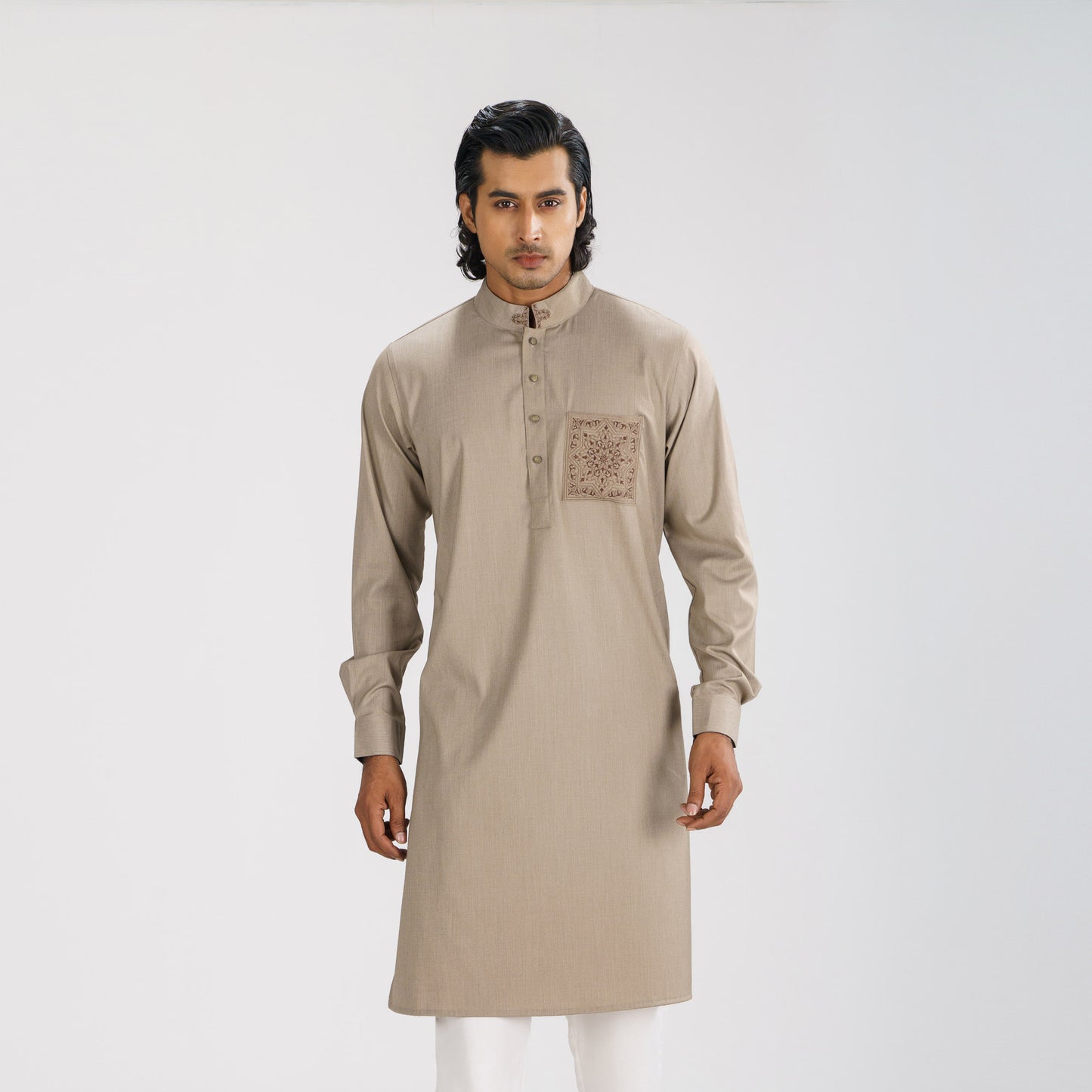 Mens Beige Brown Panjabi