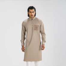 Load image into Gallery viewer, Men&#39;s Beige Brown Slim Fit Panjabi
