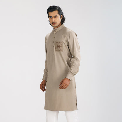 Mens Beige Brown Panjabi