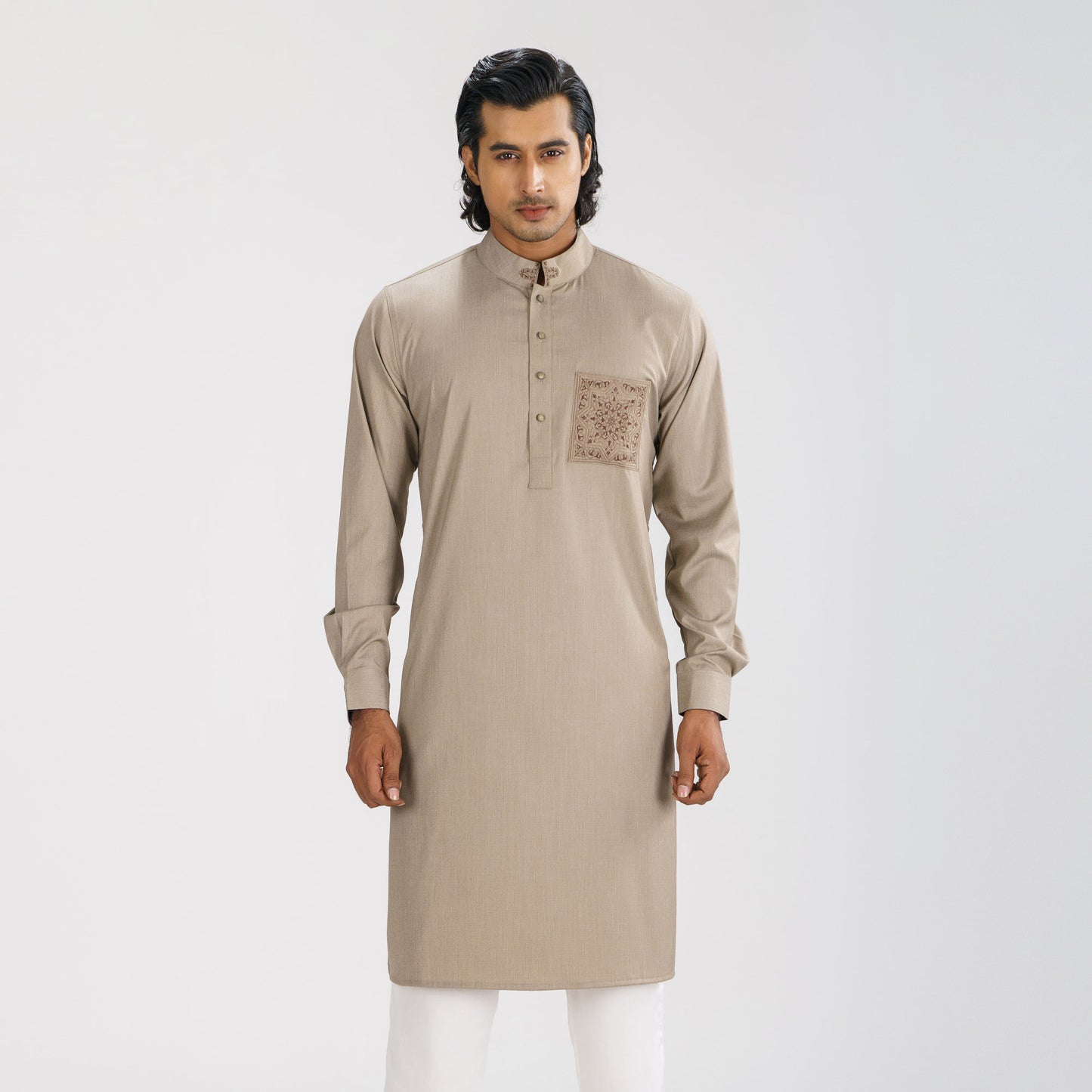 Mens Beige Brown Panjabi