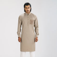 Load image into Gallery viewer, Men&#39;s Beige Brown Slim Fit Panjabi
