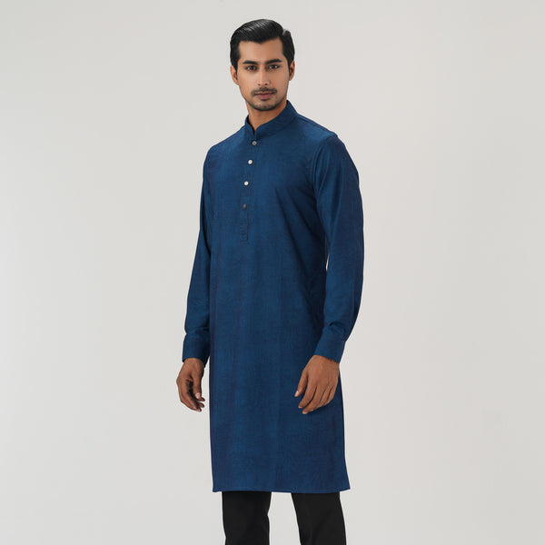 Mens Blue Slim Panjabi