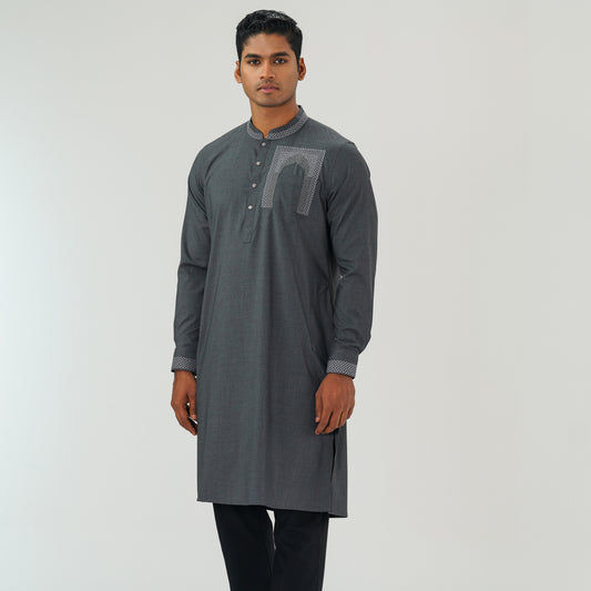 Mens Grey Premium Panjabi