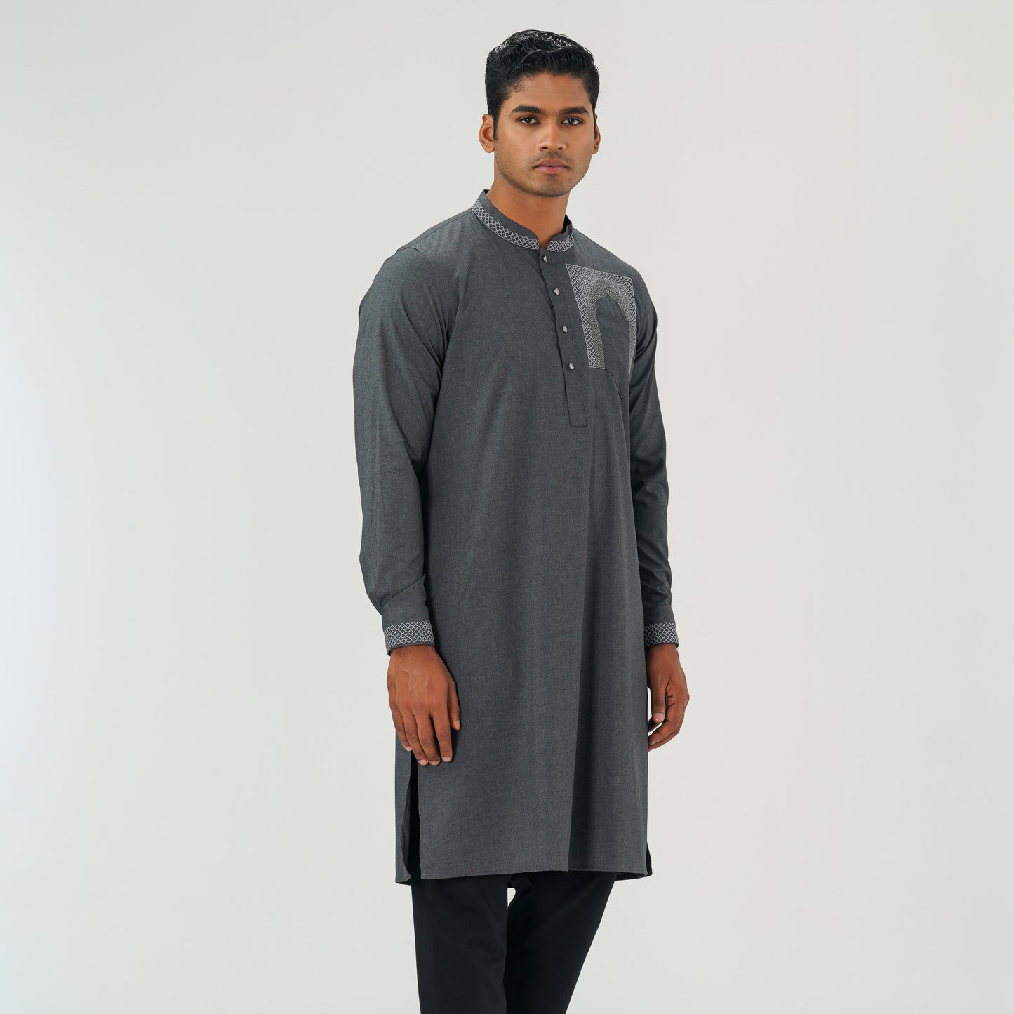 Mens Grey Premium Panjabi