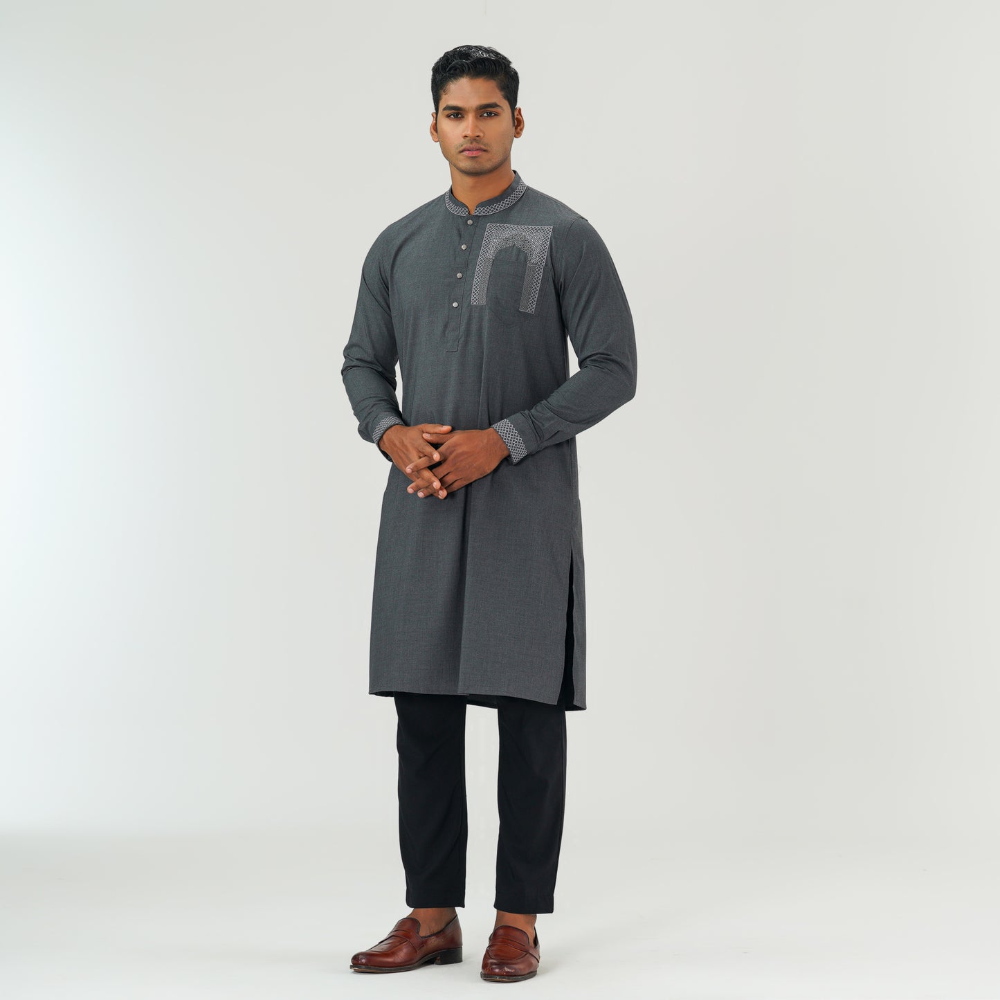 Mens Grey Premium Panjabi